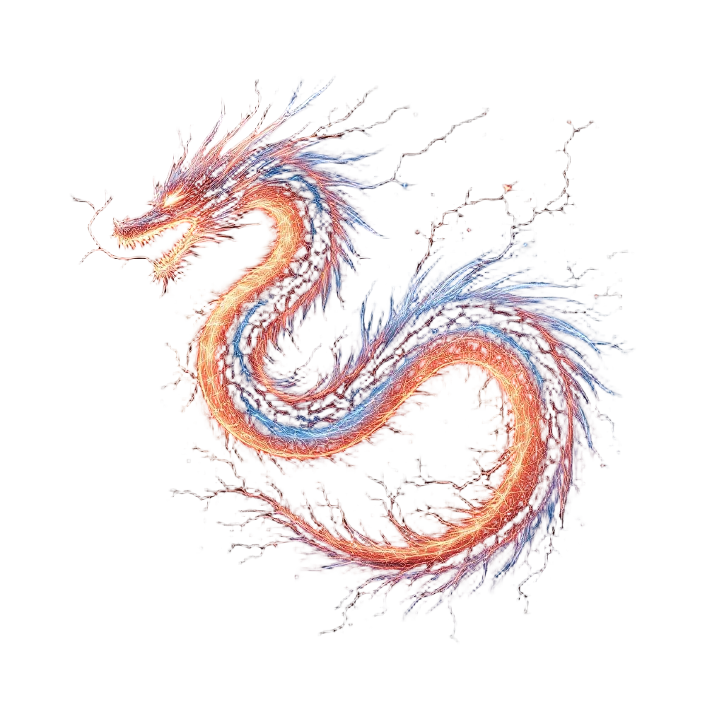A dragon made entirely of plasma energy, crackling and unstable, fourth state of