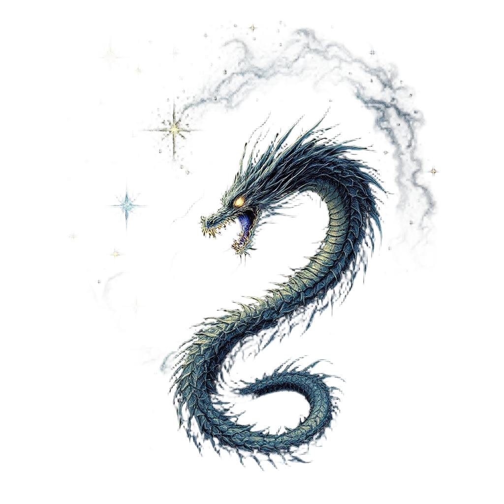 A dragon of pure void eating stars, leaving darkness in its wake, cosmic horror 