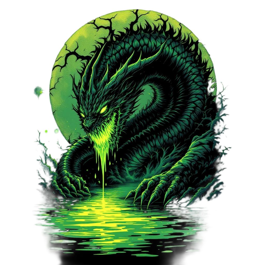A Venomous Green Wyvern Lurking in a Toxic Swamp