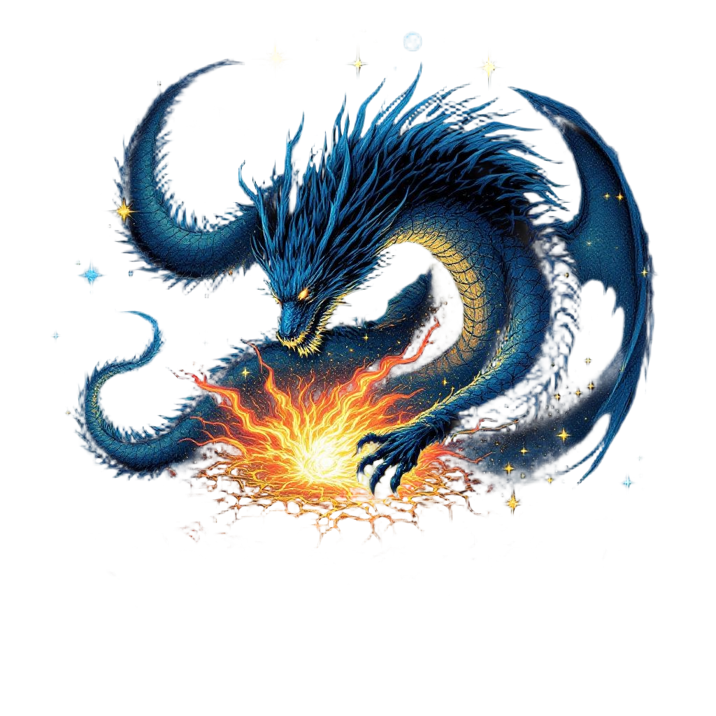 A celestial dragon forging new stars in its cosmic forge, creator of worlds, div