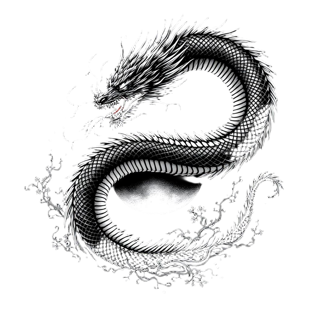 A dragon coiled around the moon during an eclipse, Chinese mythology of the drag