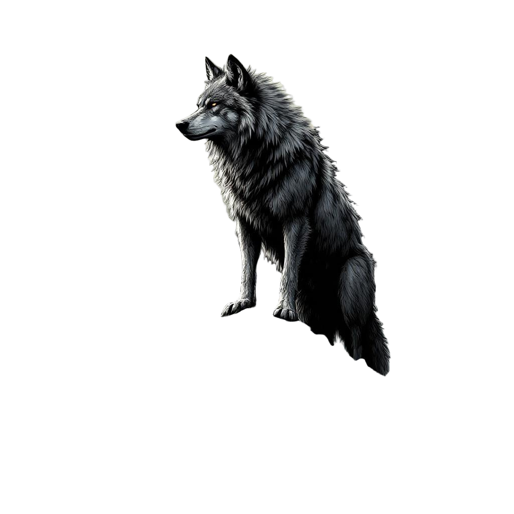 The last alpha wolf standing on a mountain peak, scarred and battle-worn, ultima