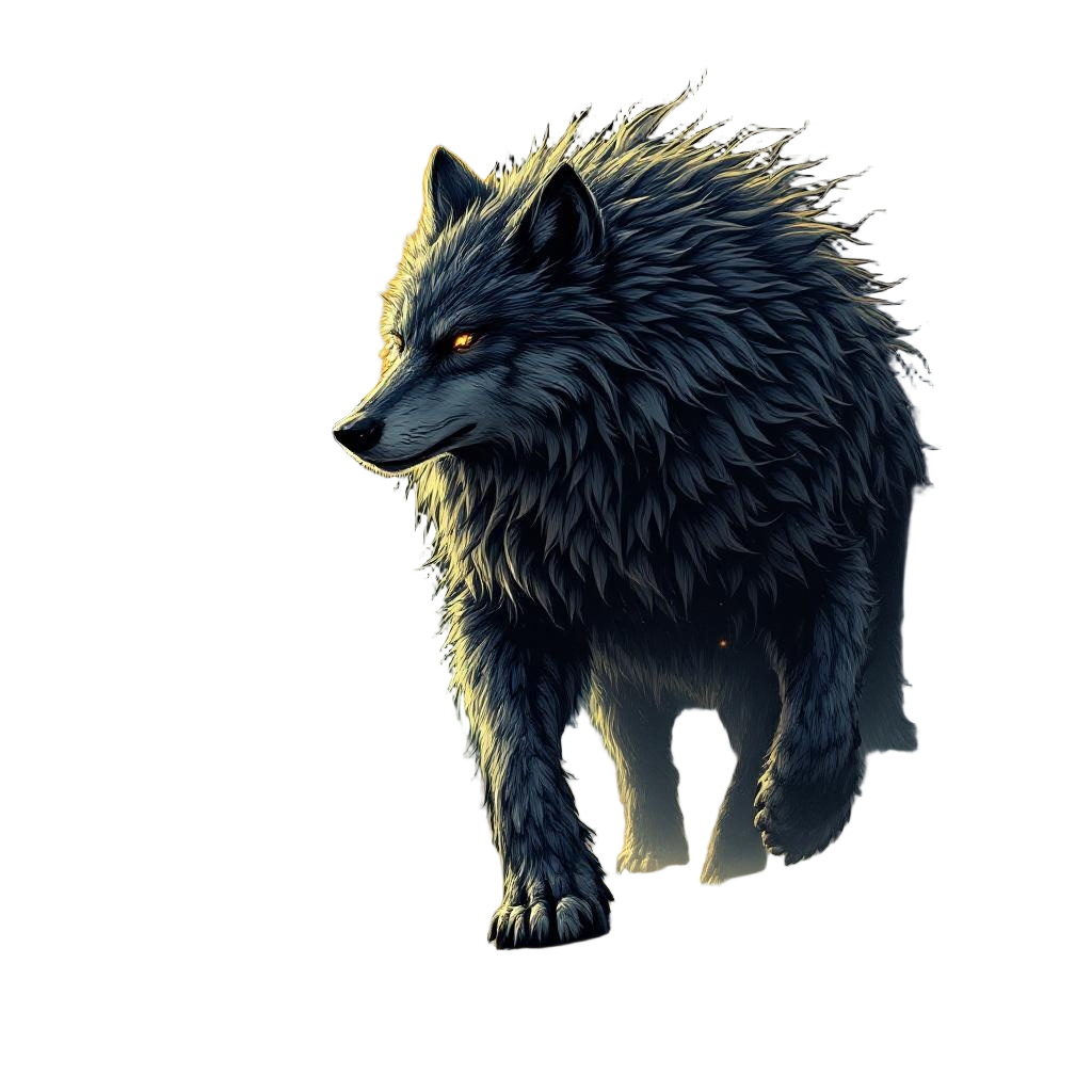 A wolf so enormous it walks between planets, cosmic wolf Fenrir at universe scal